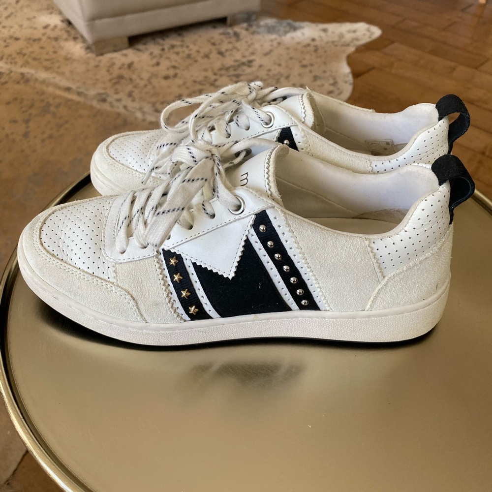 Maje White and Black Sneakers with Star Detail